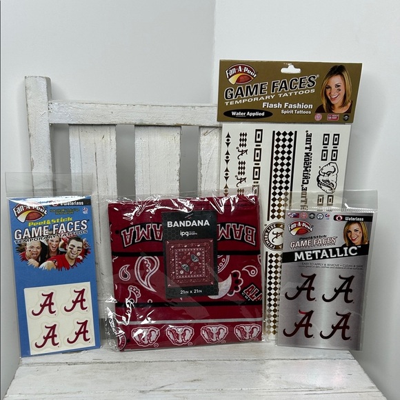 Accessories - Alabama Crimson Tide Game Day Accessory Set - Bandana & Face Stickers